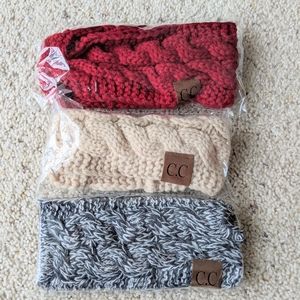 Lot of 3 Chunky Knit Crochet Headbands